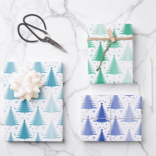 金属箔ブルーグリーンパイン ラッピングペーパーシート (正面)