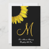 金属紙を結婚する黄色および黒いヒマワリ 招待状 (裏面)