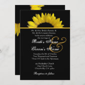 金属紙を結婚する黄色および黒いヒマワリ 招待状 (正面/裏面)