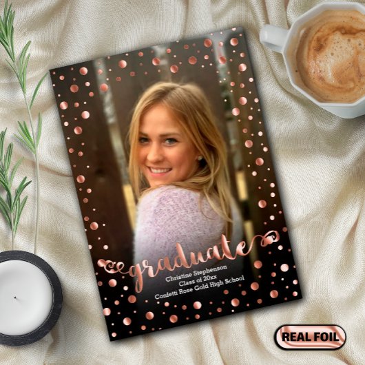 金属紙吹雪写真の卒業 箔招待状