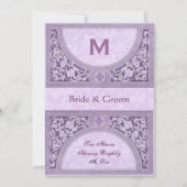 金属紙V322を結婚する紫色のアールデコ 招待状 (裏面)