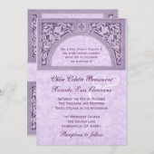 金属紙V322を結婚する紫色のアールデコ 招待状 (正面/裏面)