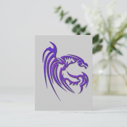 金属紫色によって槌で打たれる金属のドラゴン ポストカード (スタンド正面)