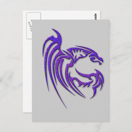 金属紫色によって槌で打たれる金属のドラゴン ポストカード (正面/裏面)