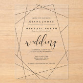 金属結婚幾何学銀/黒ID648 アクリル招待状 (正面)