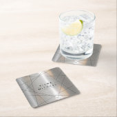金属結婚幾何学銀/黒ID648 スクエアペーパーコースター (インサイチュ)