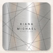 金属結婚幾何学銀/黒ID648 スクエアペーパーコースター (正面)