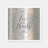金属結婚幾何学銀/黒ID648 スタンダードカクテルナプキン (正面)