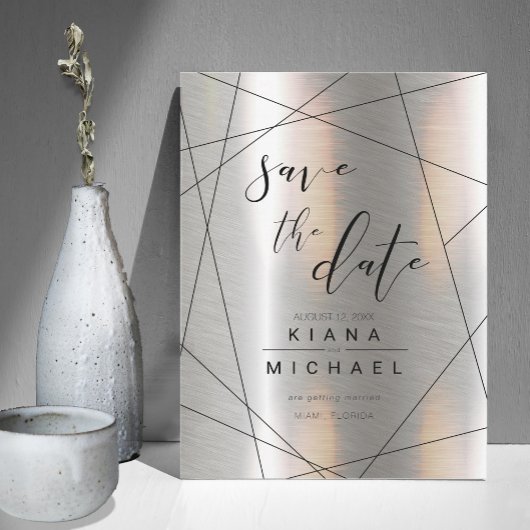 金属結婚幾何学銀/黒ID648 セーブザデート