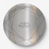 金属結婚幾何学銀/黒ID648 ペーパープレート (正面)
