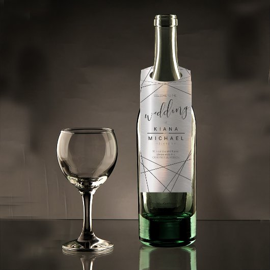 金属結婚幾何学銀/黒ID648 ボトルネックタグ