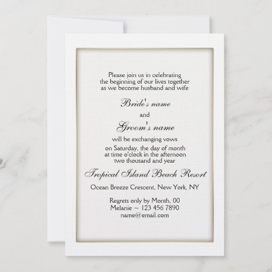 金属結婚式招待状を個人化して下さい 招待状 (裏面)