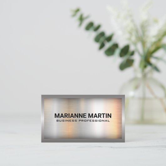 金属縁ど |金属ブラシ付き背景 名刺 (スタンド正面)