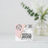 金属美しい | QRコード | ピンク | 大理石 スクエア名刺 (スタンド正面)