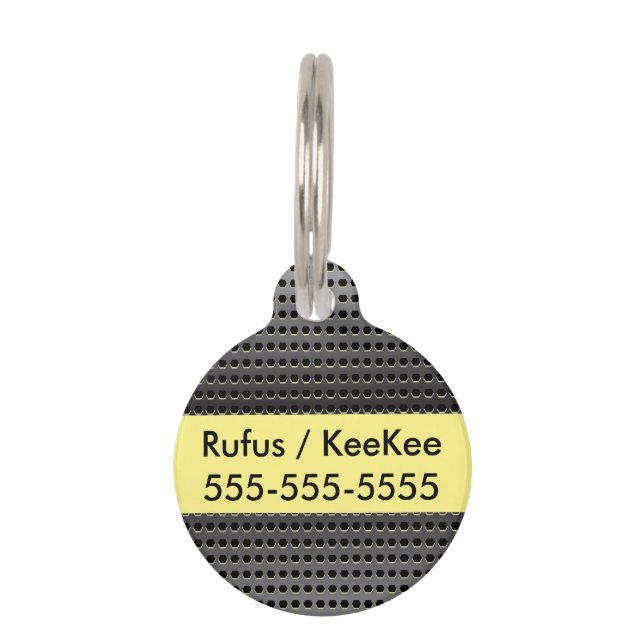 金属背景 ペット　ネームタグ (正面)