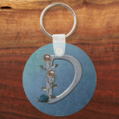 金属花モノグラムD キーホルダー (正面)