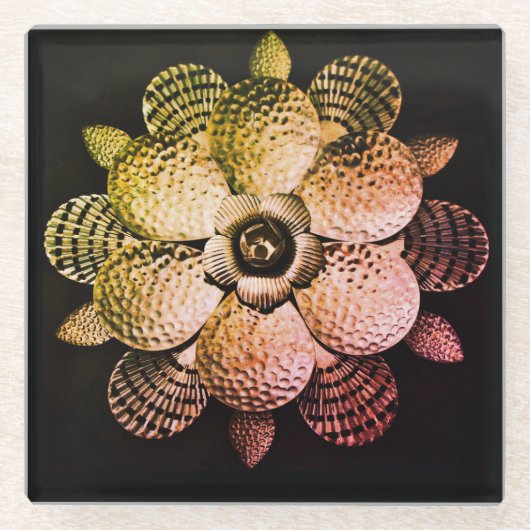 金属花手帳 ガラスコースター (正面)