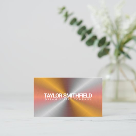 金属虹色モダン 名刺 (スタンド正面)