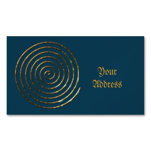 金属螺線形のケルト族の記号の金ゴールド マグネット名刺 (正面)