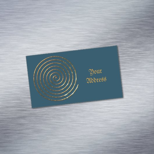 金属螺線形のケルト族の記号の金ゴールド マグネット名刺 (インサイチュ)