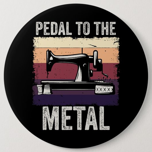 金属裁縫機械キルティングWomen Vへのペダル 缶バッジ (正面)