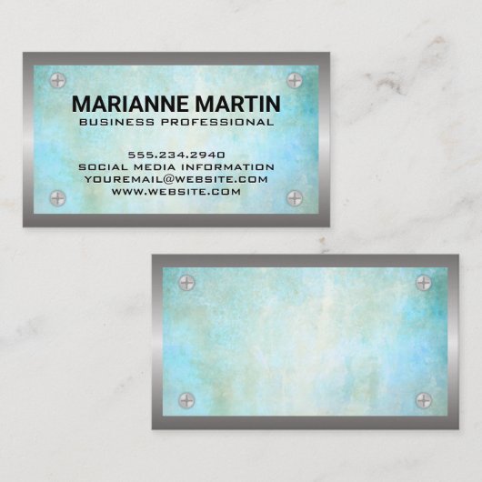 金属製ねじ縁ど |ヴィンテージ背景 名刺 (正面/裏面)