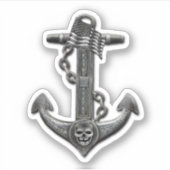 金属製のクロムいかりをテーマ航海のにした シール (正面)
