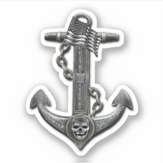 金属製のクロムいかりをテーマ航海のにした シール (正面)