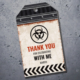 金属製のグリッドとリベットでラベルをありがとう ギフトタグ