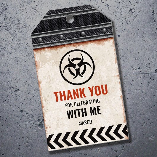 金属製のグリッドとリベットでラベルをありがとう ギフトタグ