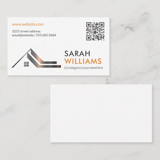 金属製の屋根上部 | 実在代理人 | QRコード 名刺 (正面/裏面)