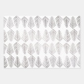 金属製の松の木 – 銀 ラッピングペーパーシート (正面3)