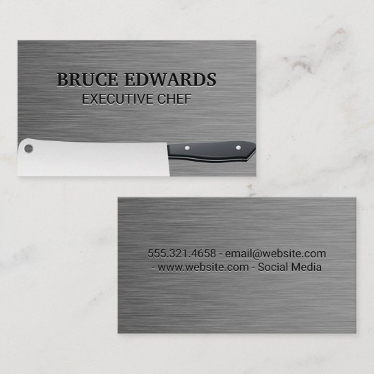 金属製の肉切り包丁名刺 名刺 (正面/裏面)
