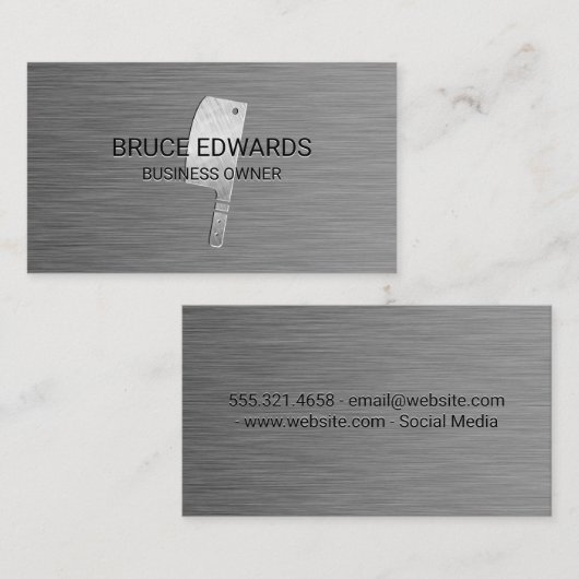金属製の背景ブッチャーナイフ 名刺 (正面/裏面)