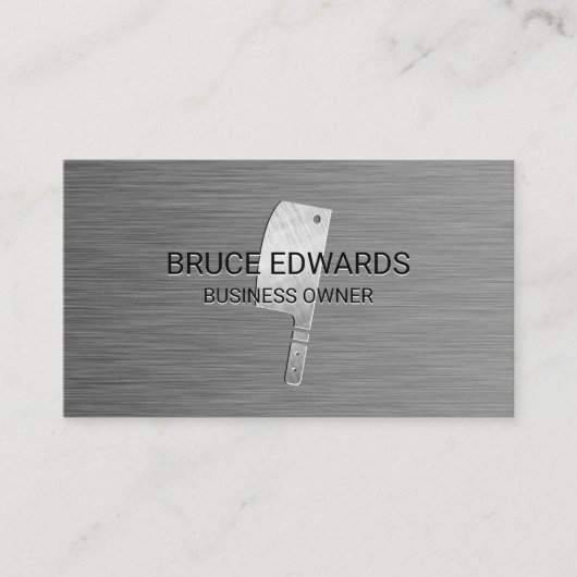 金属製の背景ブッチャーナイフ 名刺 (正面)