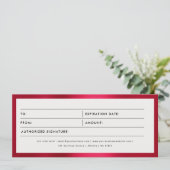 金属製の赤いビジネスのギフト券 (スタンド正面)