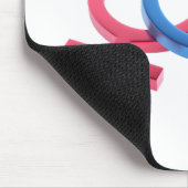 金属製の赤い女性と青い男性の性別シンボル マウスパッド (コーナー)