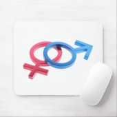 金属製の赤い女性と青い男性の性別シンボル マウスパッド (マウス)