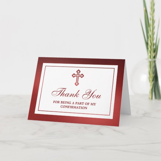 金属製の赤十字の聖餐式または確認 サンキューカード (正面)