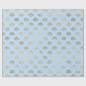 金属製の金ゴールドと海の下の青海 ラッピングペーパー (フラット)