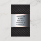 金属製の銀のバナー |黒いタイリング 予約カード (裏面)