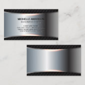 金属製の銀のバナー |黒いタイリング 名刺 (正面/裏面)