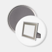 金属製の銀色のフォトフレーム マグネット (正面/裏面)