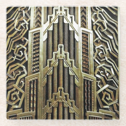 金属製アールヌーボーデザイン,ヴィンテージ，シック， ガラスコースター (正面)
