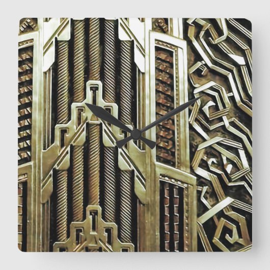 金属製アールヌーボーデザイン,ヴィンテージ,シック, スクエア壁時計 (正面)