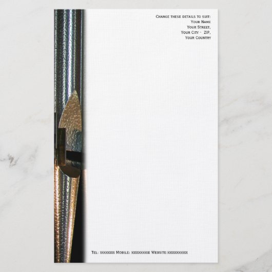 金属製オルガンパイプレターヘッド 便箋 (正面)