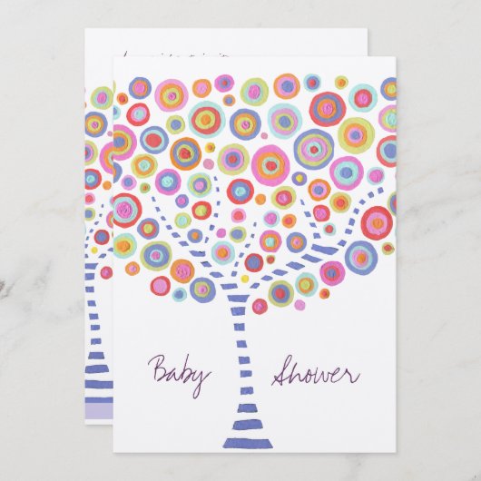 金属製サークルツリーカスタムベビーシャワー招待状 招待状 (正面/裏面)