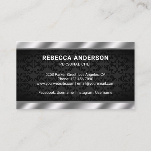 金属製スチールキッチンナイフパーソナルシェフ 名刺 (裏面)