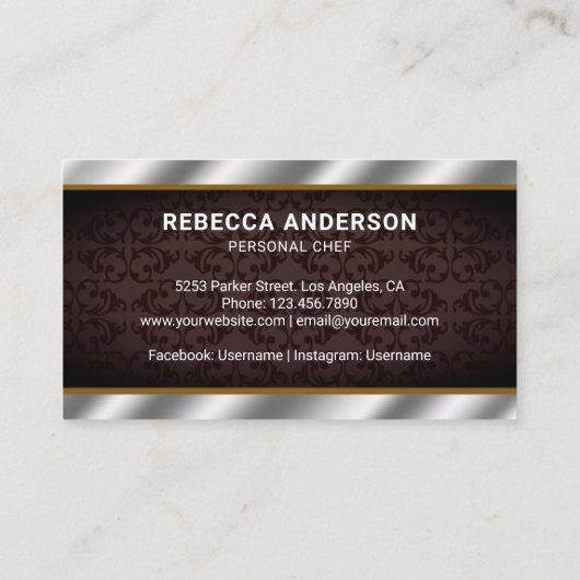 金属製スチール包丁パーソナルシェフ 名刺 (裏面)