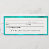 金属製ティール（緑がかった色）商品券 (正面)